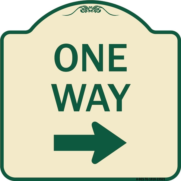 One Way Right Arrow Heavy-Gauge Aluminum Architectural Sign, 18" x 18", TG-1818-23521